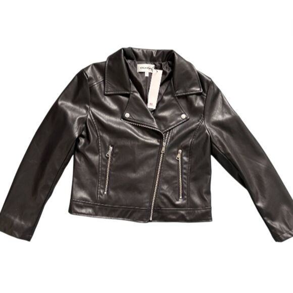 NWT Vigoss Vegan Leather Black Motorcycle Jacket w/ Silver Hardware size L - Picture 8 of 8